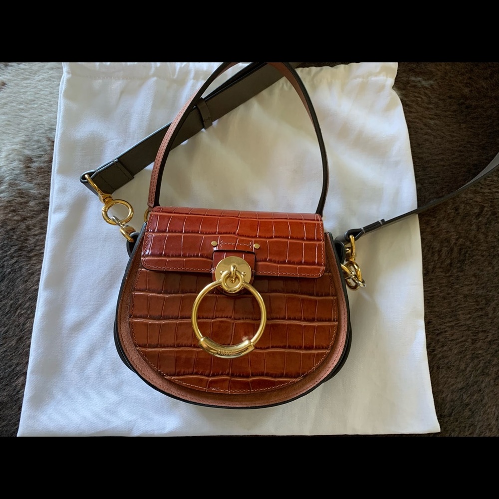 CHLOÉ Tess small crocodile-effect cross-body bag